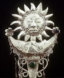 Silver pin. Sun and Moon